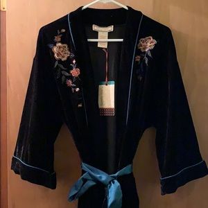 Embroidered Velvet Kimono